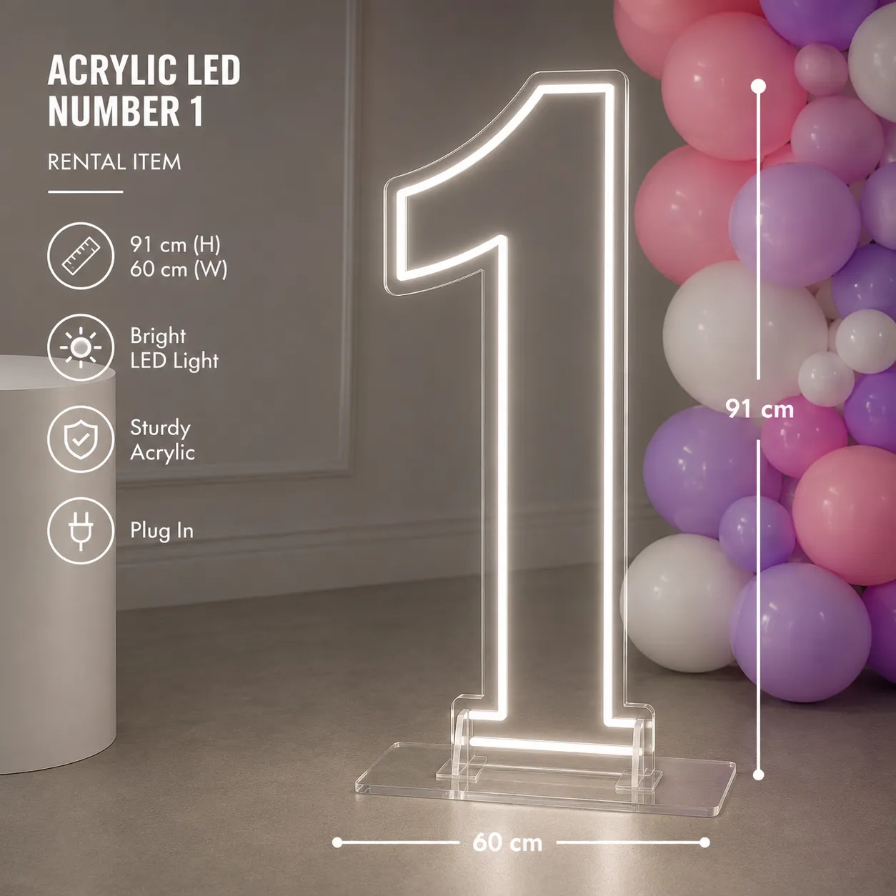 3ft Acrylic LED Numbers (0–9)