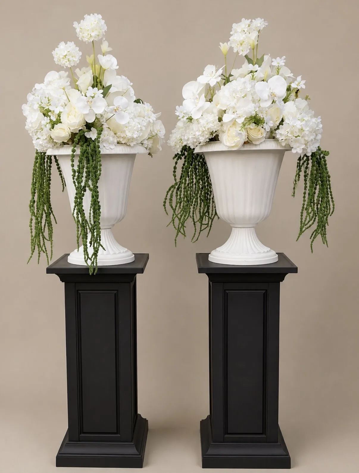 White Orchid Luxe Floral Pedestal Set
