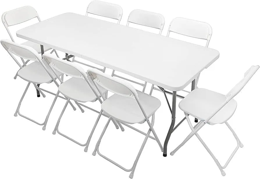 One 6ft Table & 6 White Chairs (Bundle) 