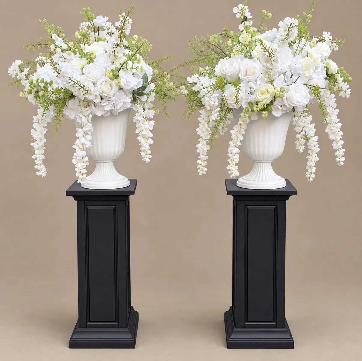 White Garden Luxe Floral Pedestal Set