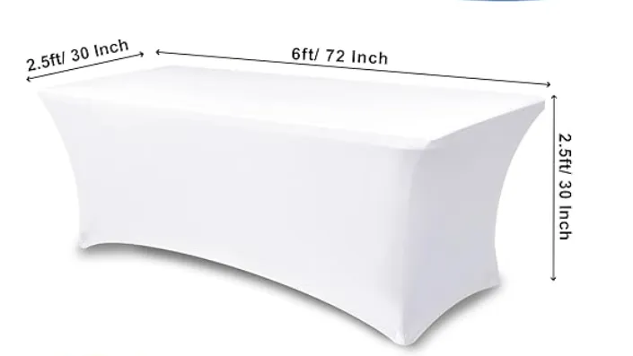 White Fitted Stretch Table Cover – 6ft Rectangle Table