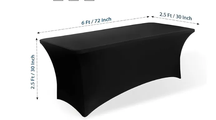 Black Fitted Stretch Table Cover – 6ft Rectangle Table