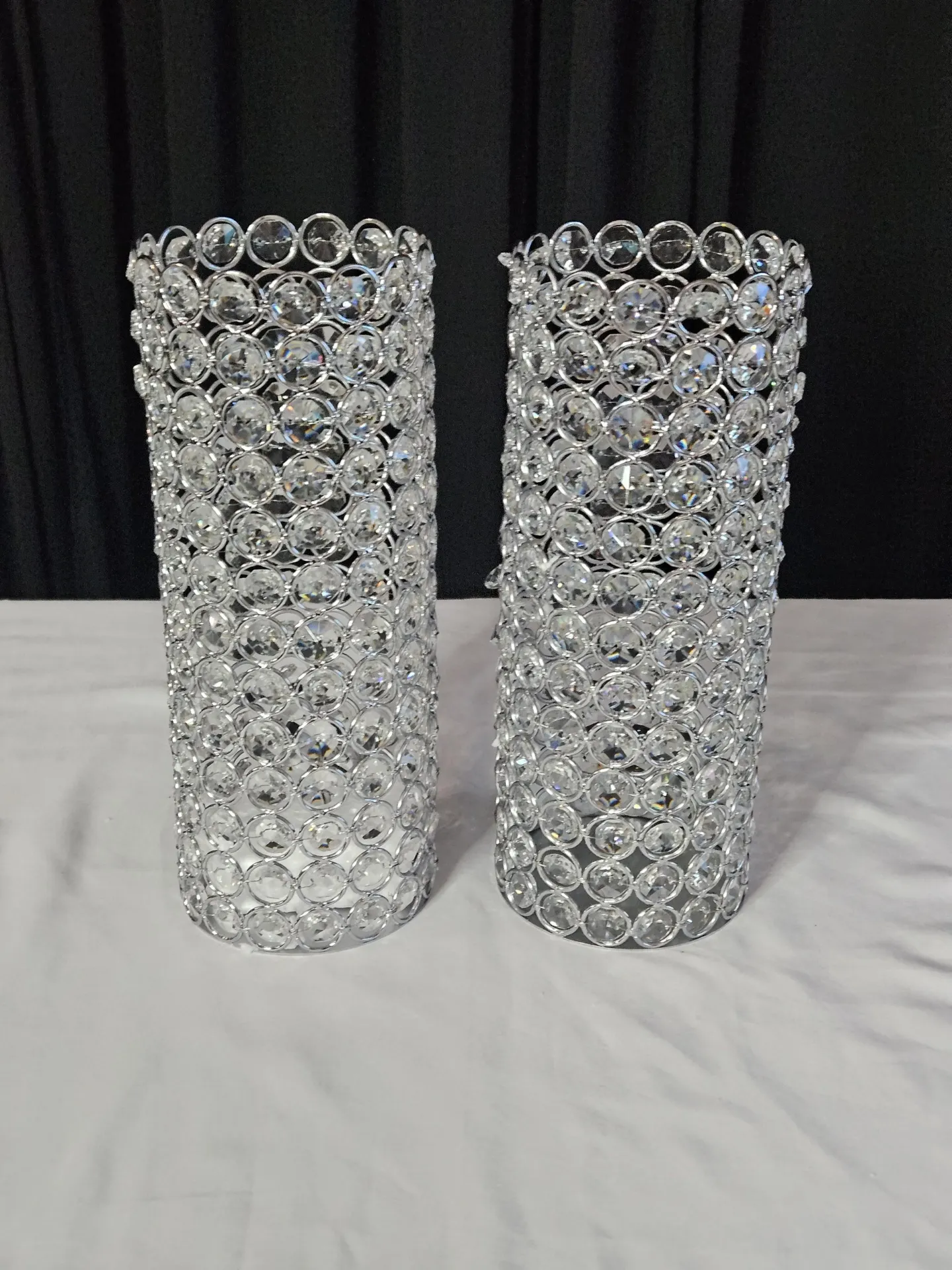 Crystal Cylinder Vase – Silver