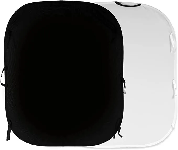 Összecsukható fehér / fekete háttér 1,5 x 1,8 m