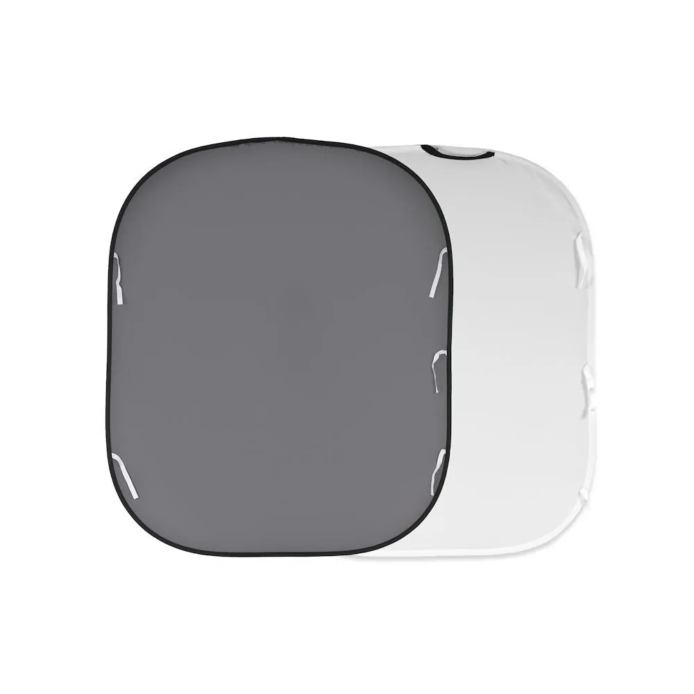 Összecsukható fehér / szürke háttér 1,8 x 2,1 m