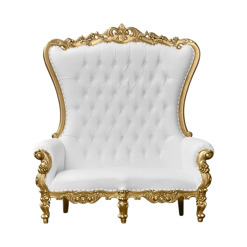 White and Gold Double Throne Chair