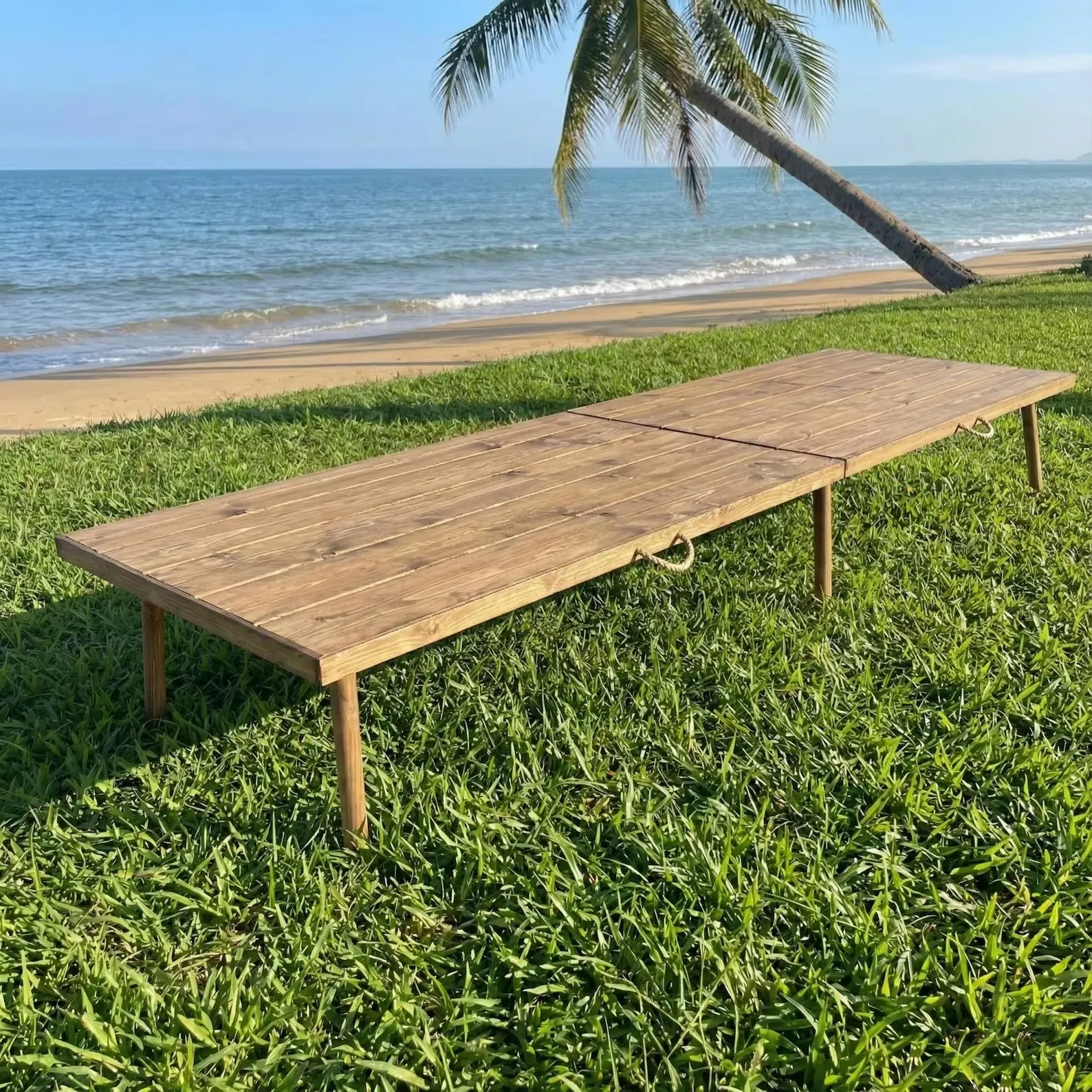 Long Rustic Low Picnic Table