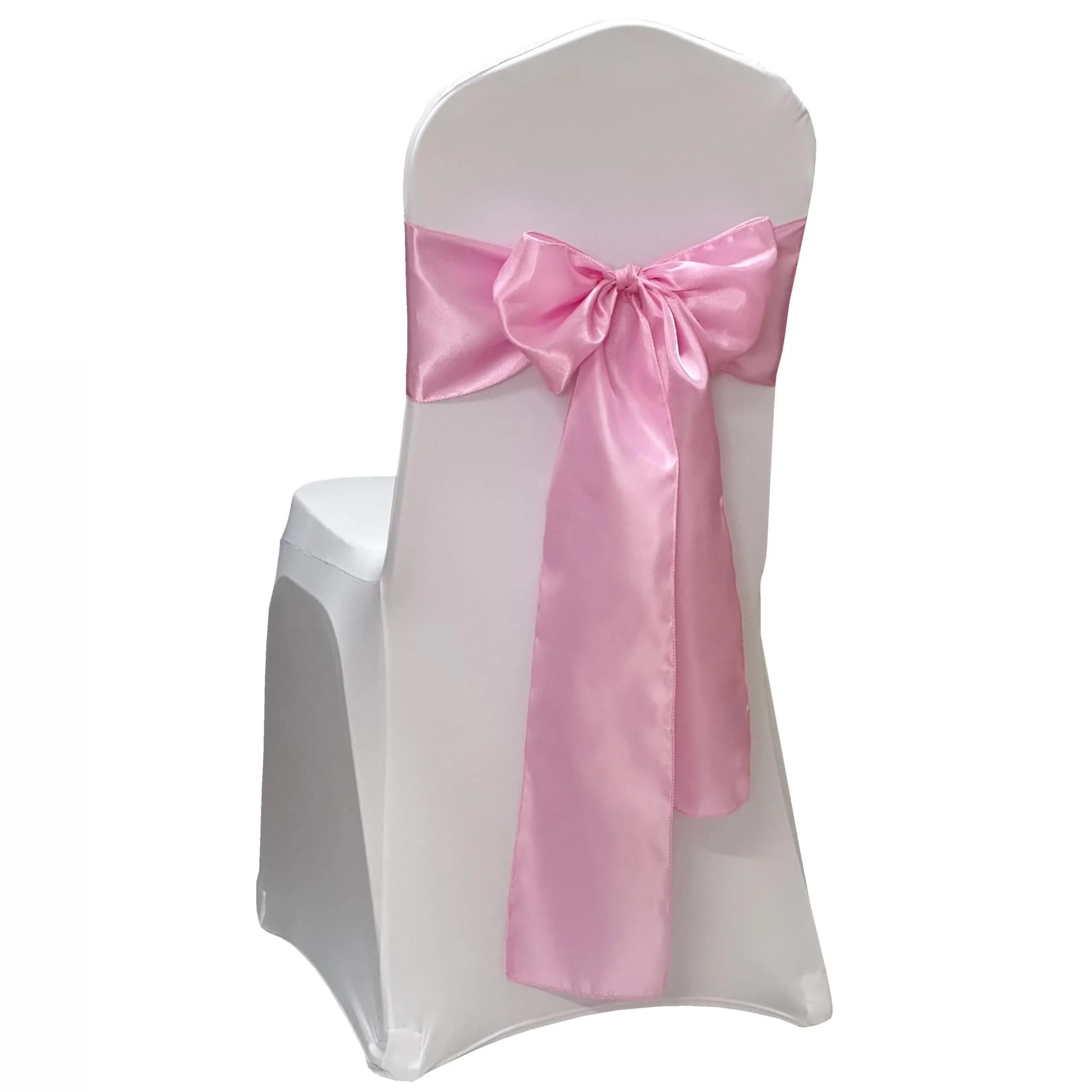 Baby Pink Satin Chair Sash Tie Ribbon
