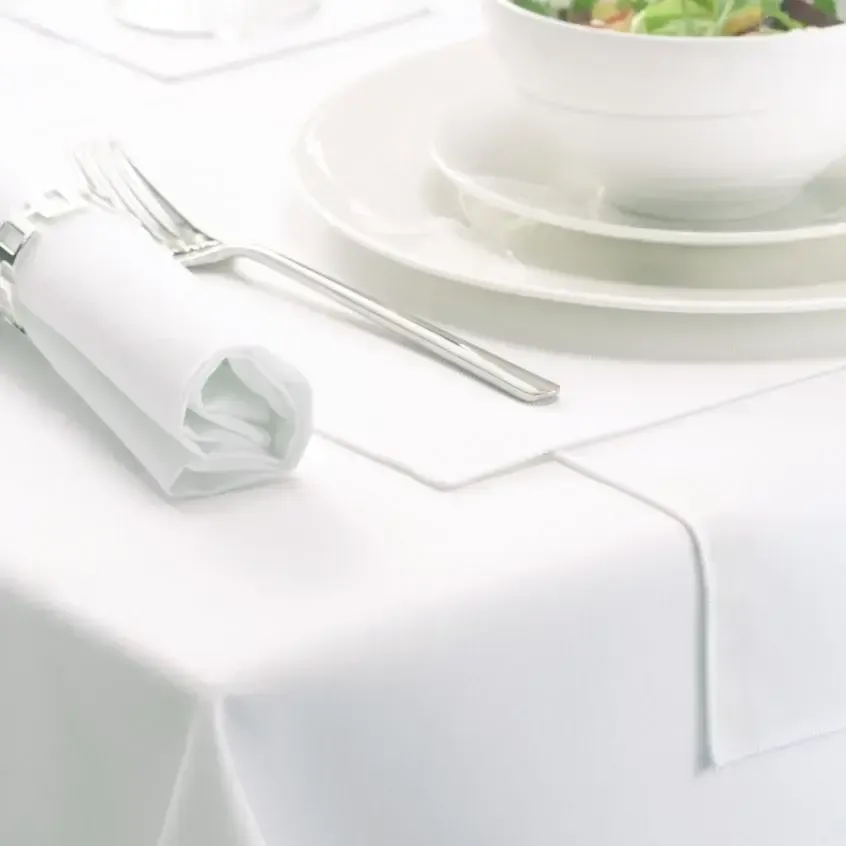 70" x 108" White rectangular tablecloths