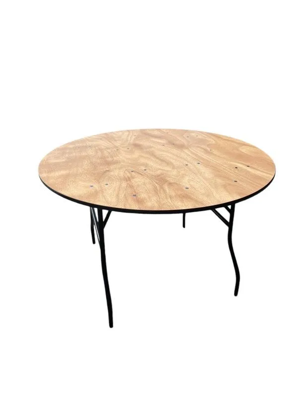 4ft Round Varnished Wooden Banqueting Table
