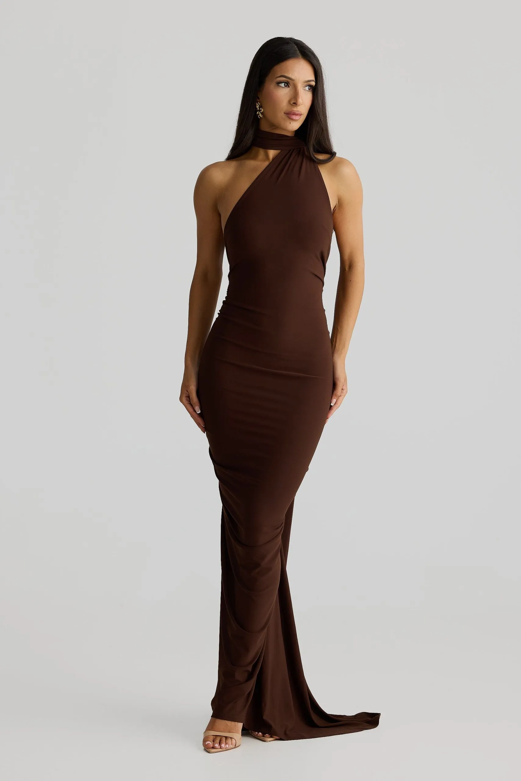 MELANI Constantina Gown - Espresso Brown (HIRE)