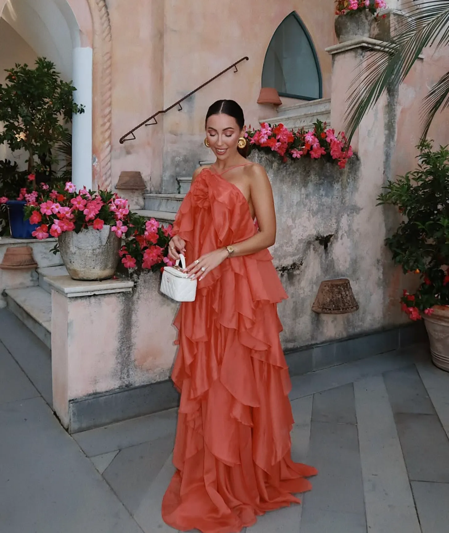 AJE Pandorea Layered Maxi Dress - Coral Clay (HIRE)