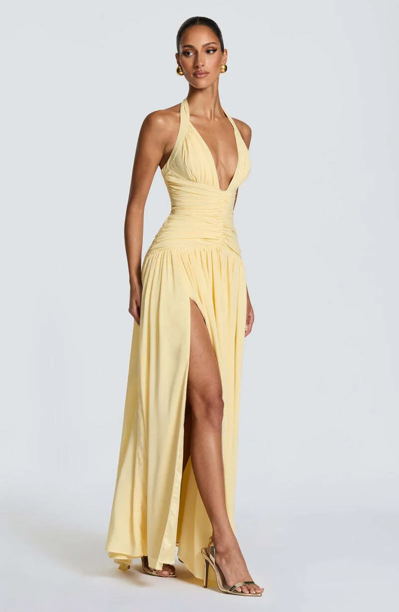 BABYBOO Amaris Maxi Dress - Lemon (HIRE)