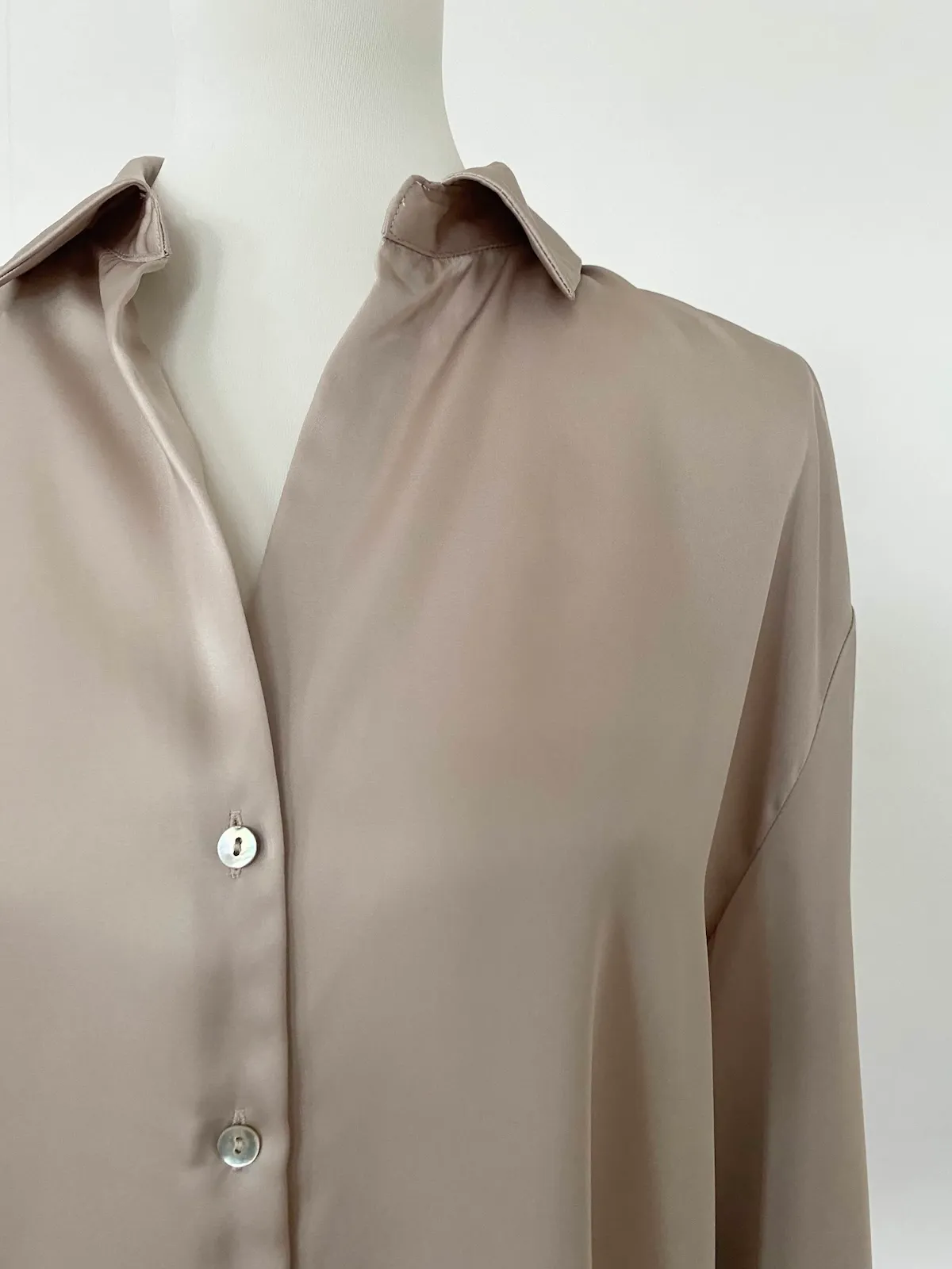 Stradivarius Satin Shirt Taupe — Size L