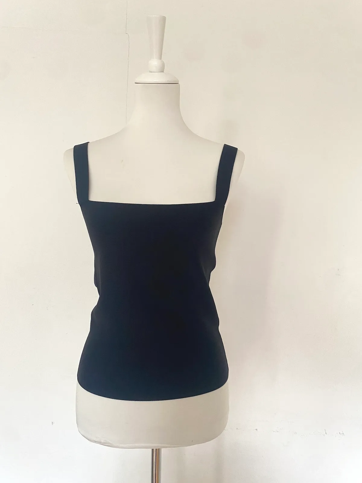 Massimo Dutti Knitted Square-Neck Top Black– S