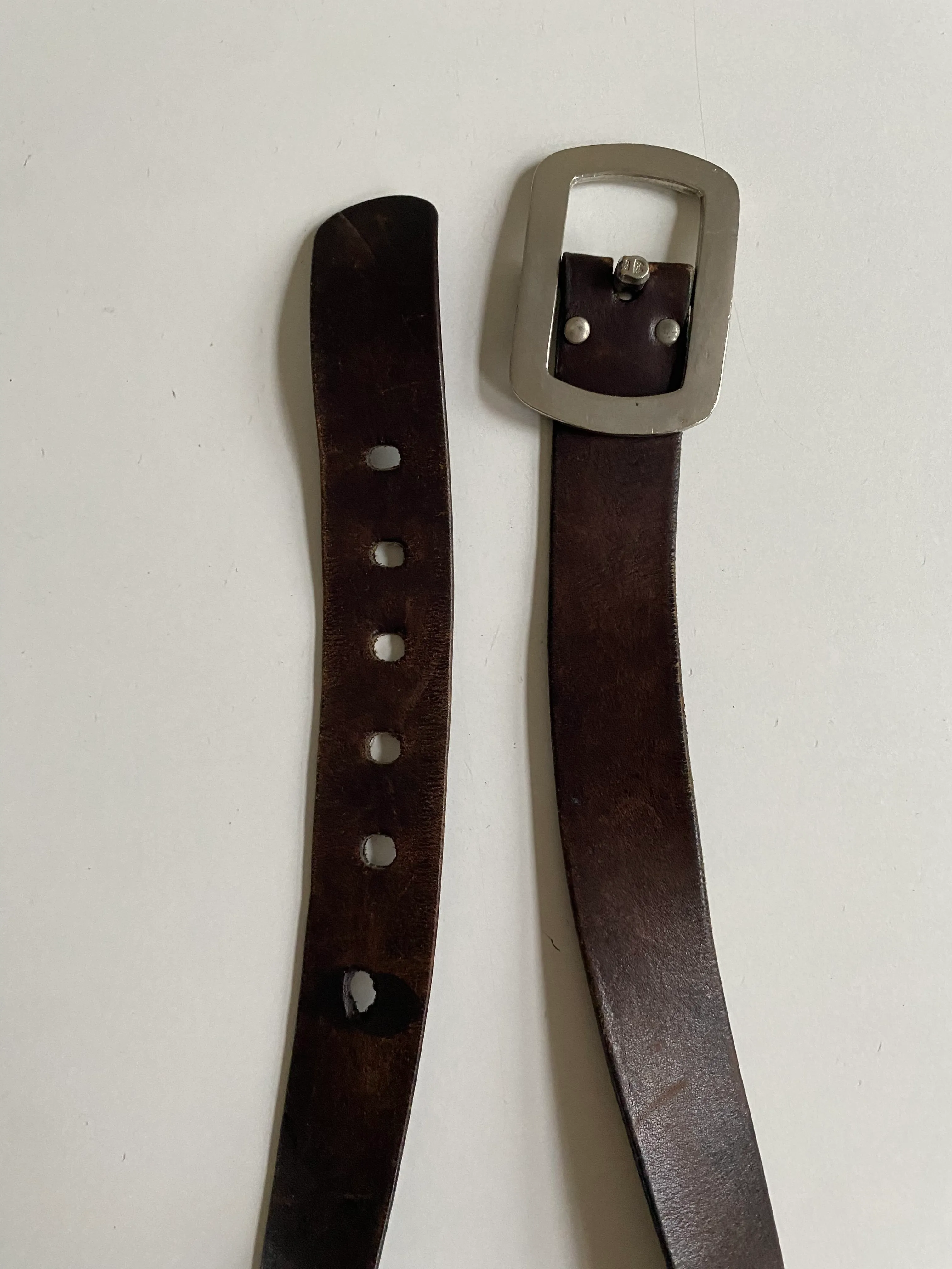 No Name Leather Belt Square Buckle