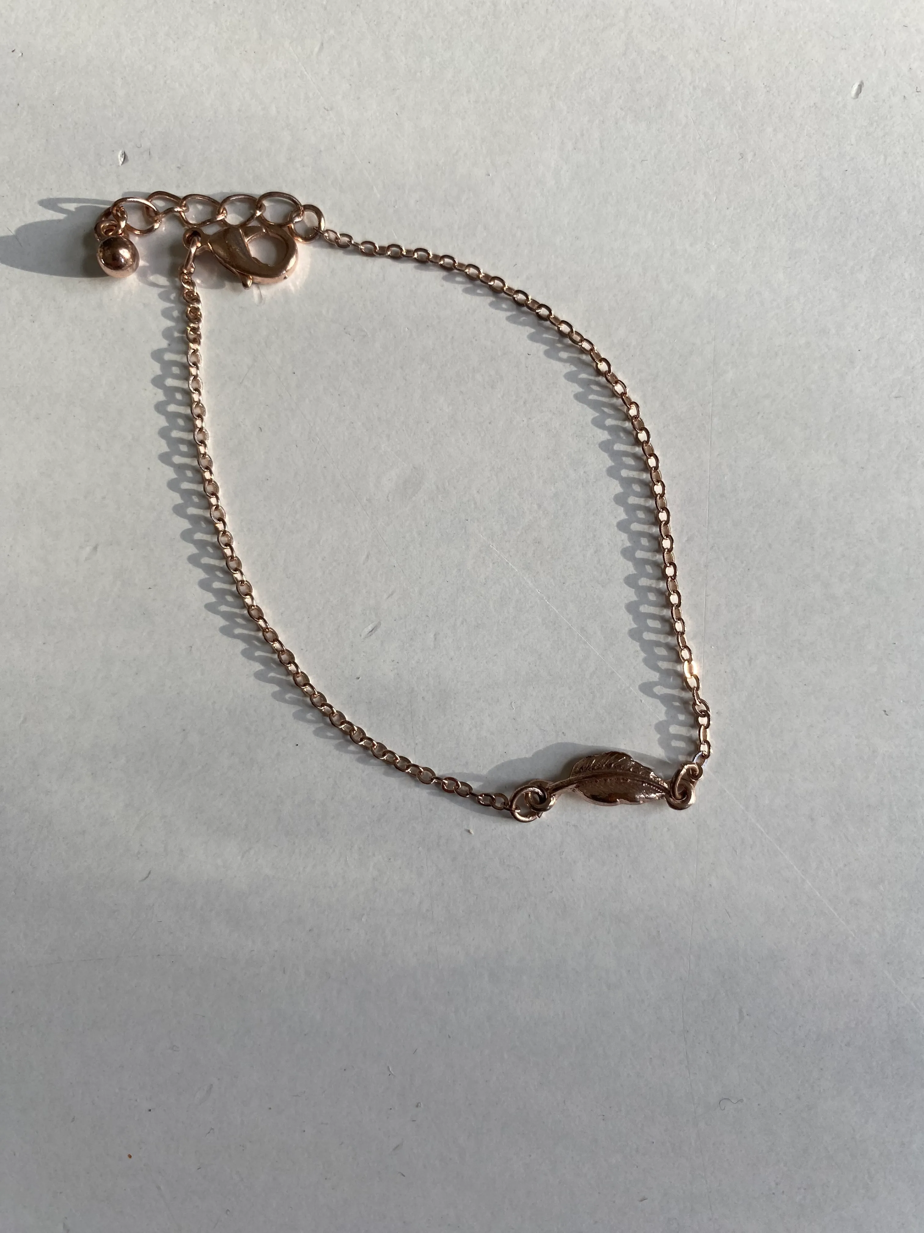 H&M Chain Bracelet Leaf Charm Rosegold