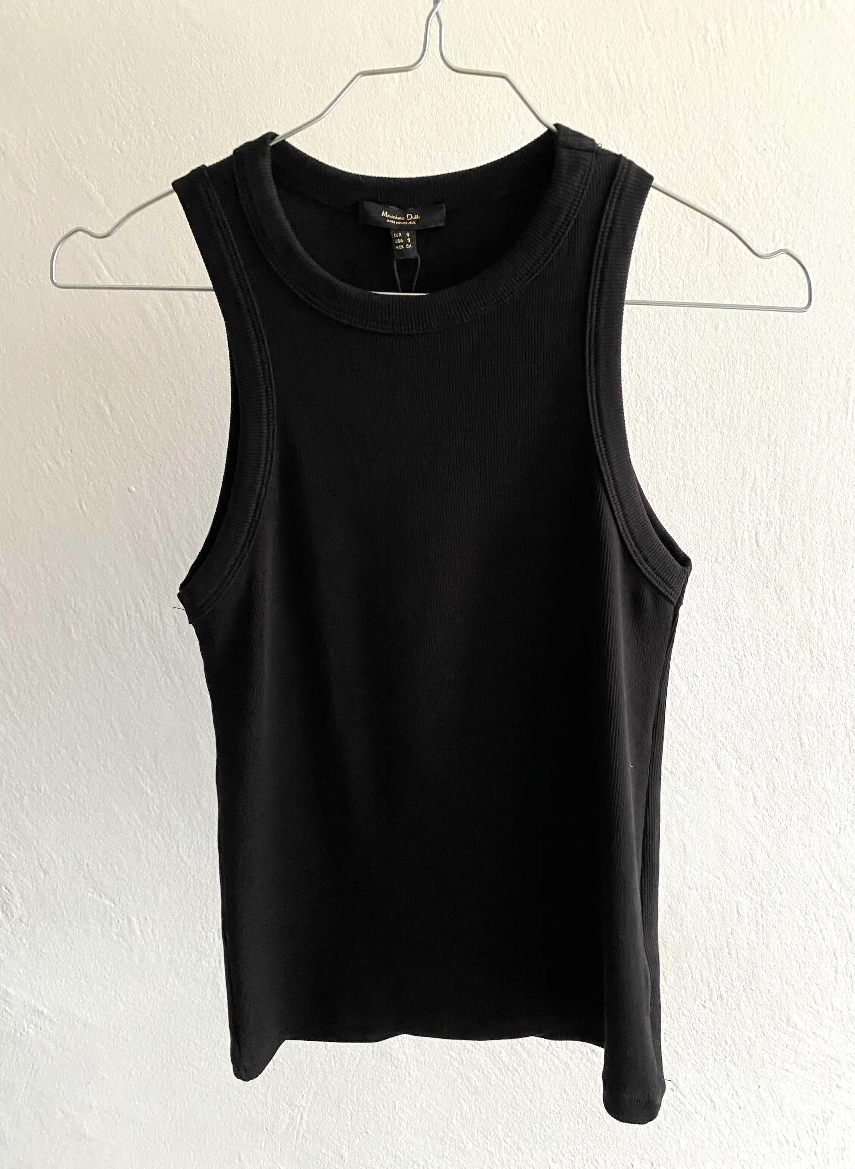 Massimo Dutti Rib Top Black Size S