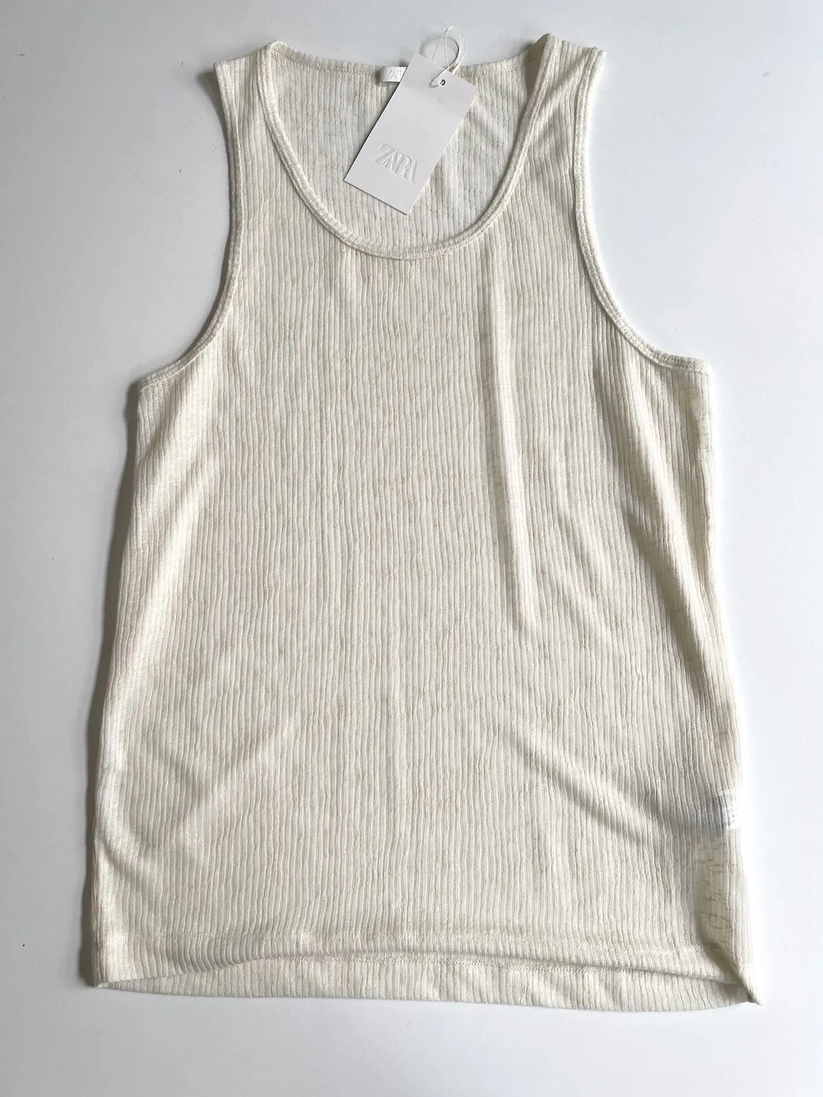 Zara Structured Tank Cream — Size L