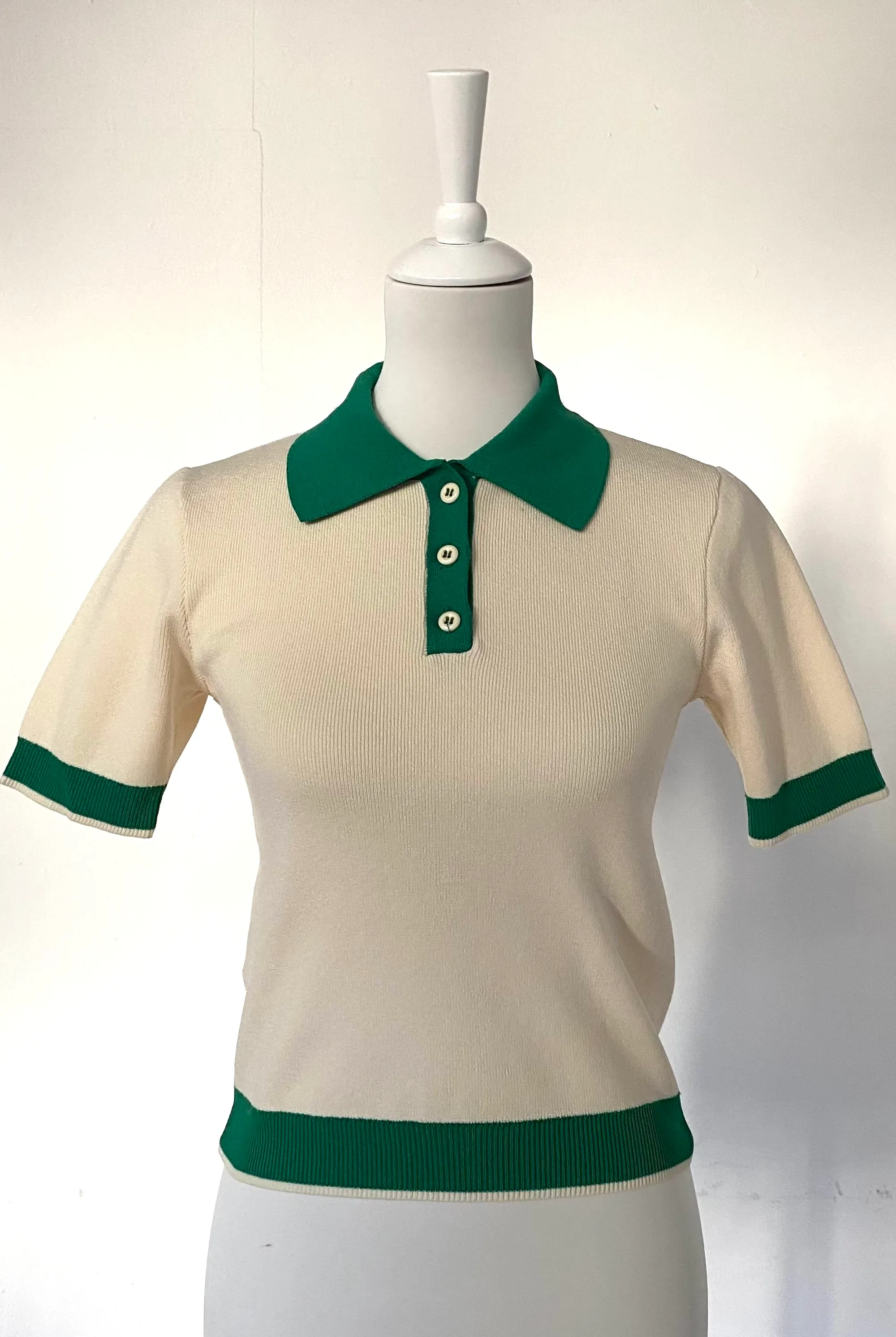 Mango Polo Shirt Cream Size S