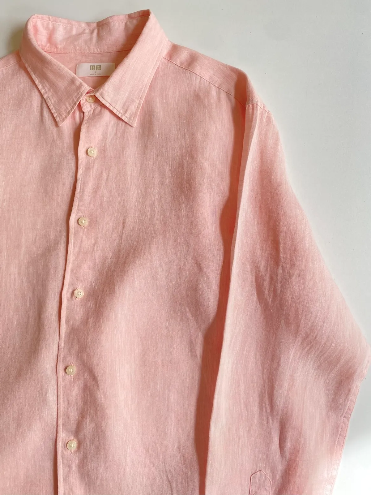 Uniqlo Linen Shirt Light Rose — Size L