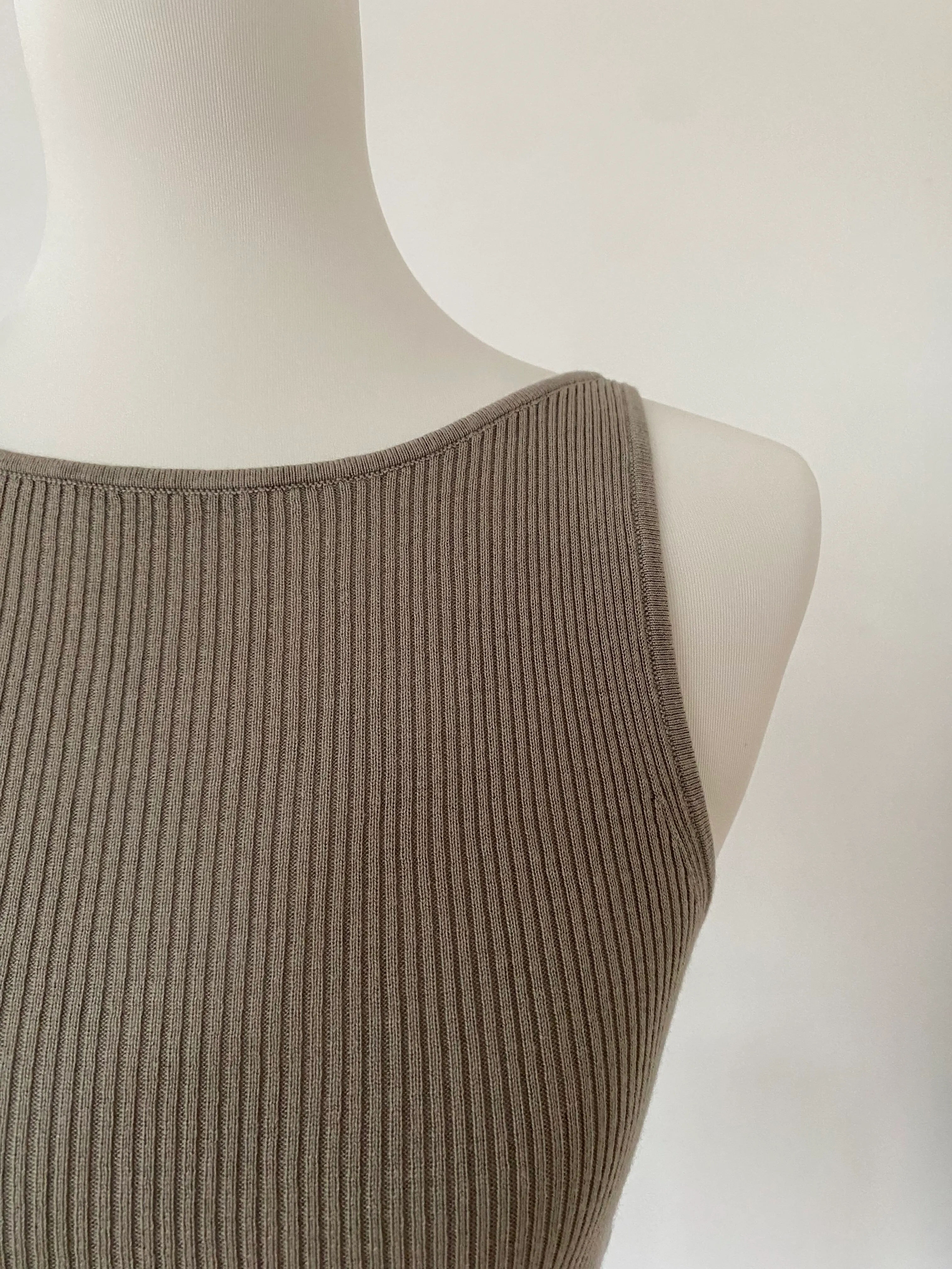 Massimo Dutti Rib Top Taupe Size S