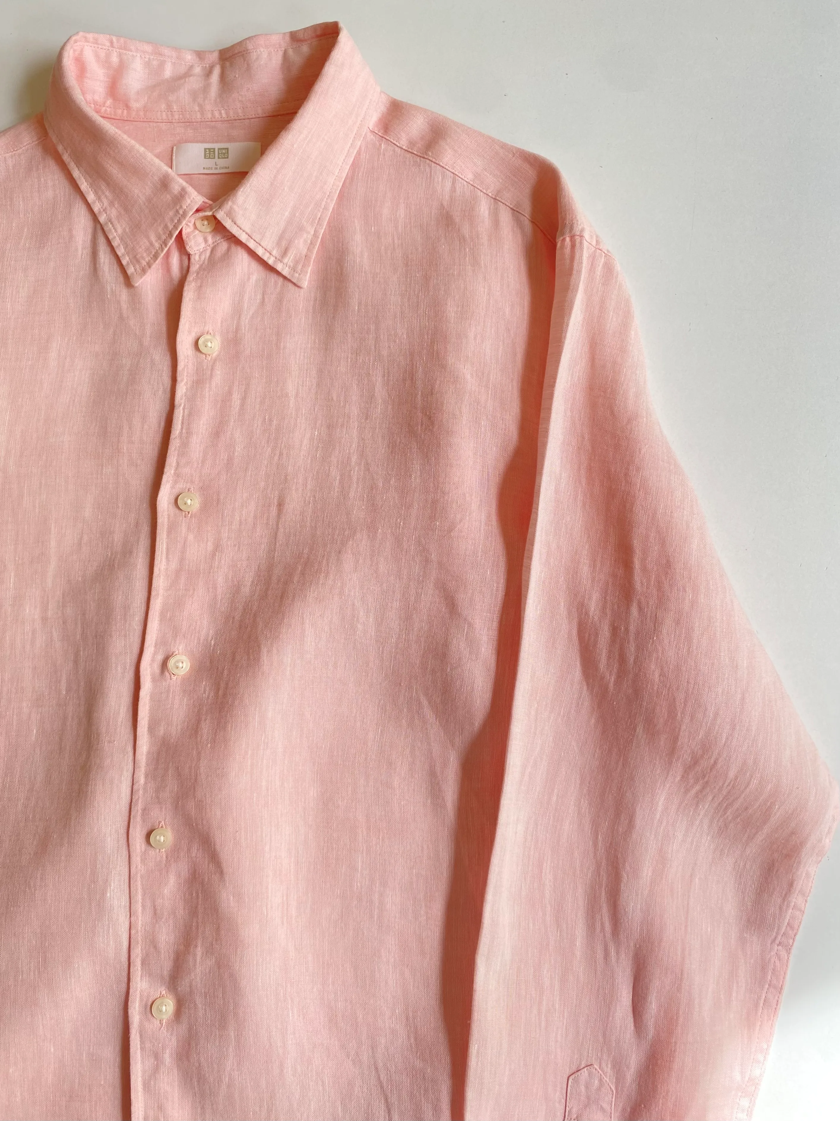 Uniqlo Linen Shirt Light Rose Size L