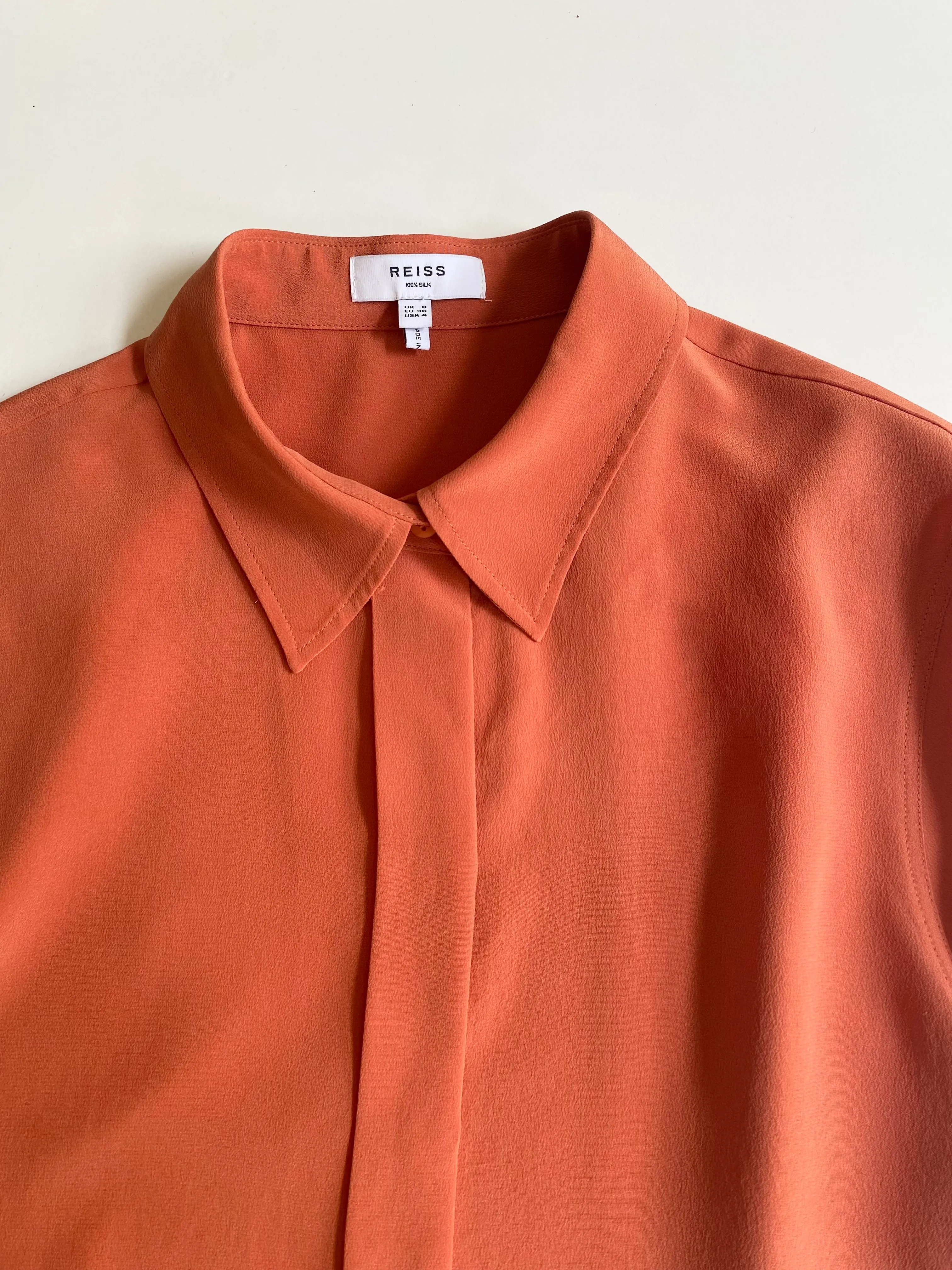 Reiss Silk Blouse Coral Size S