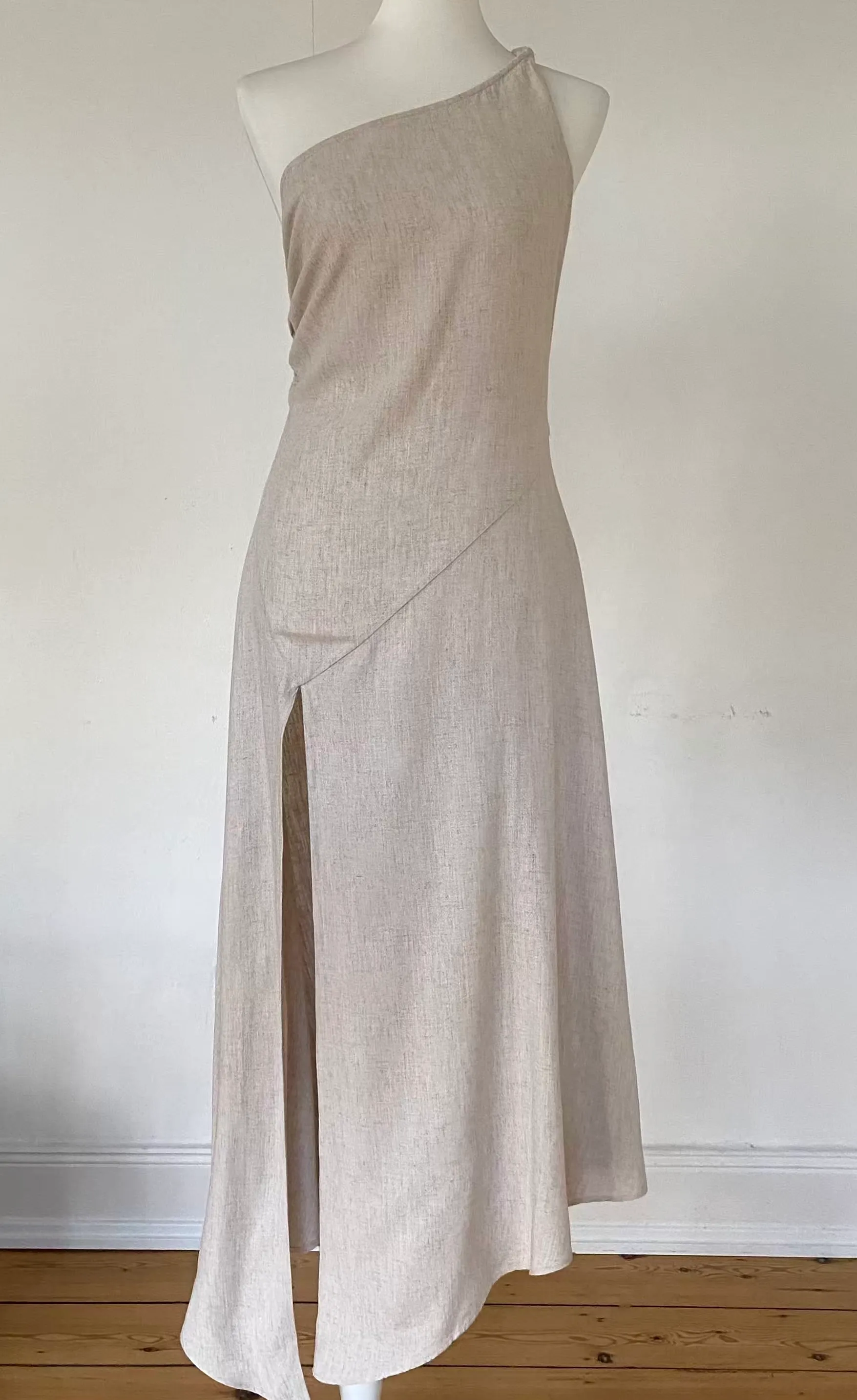 Nakd Linen Dress Beige EUR 36