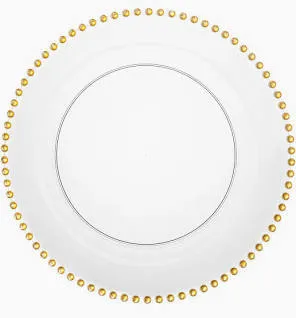 Sous assiette perles or