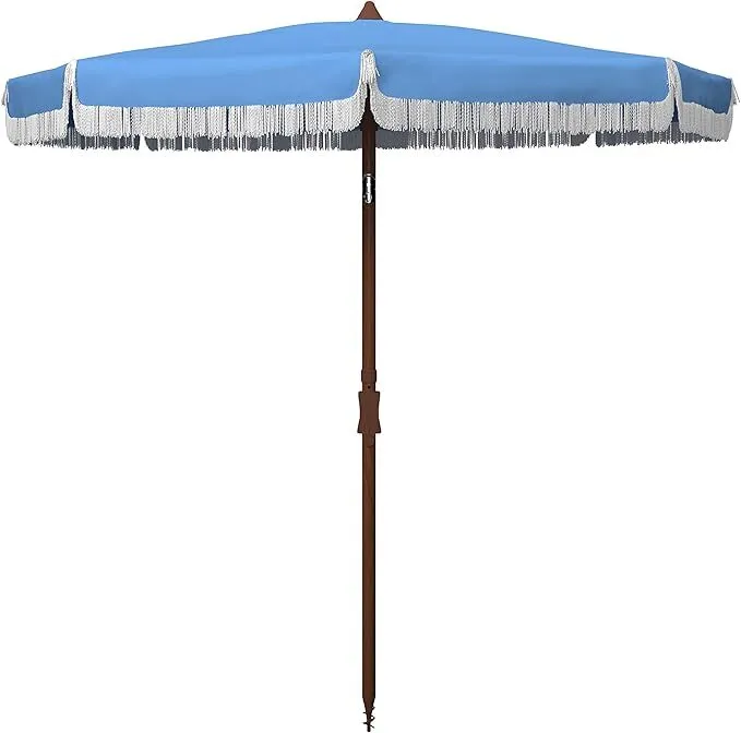 Braxton the Blue and White Fringe Umbrella