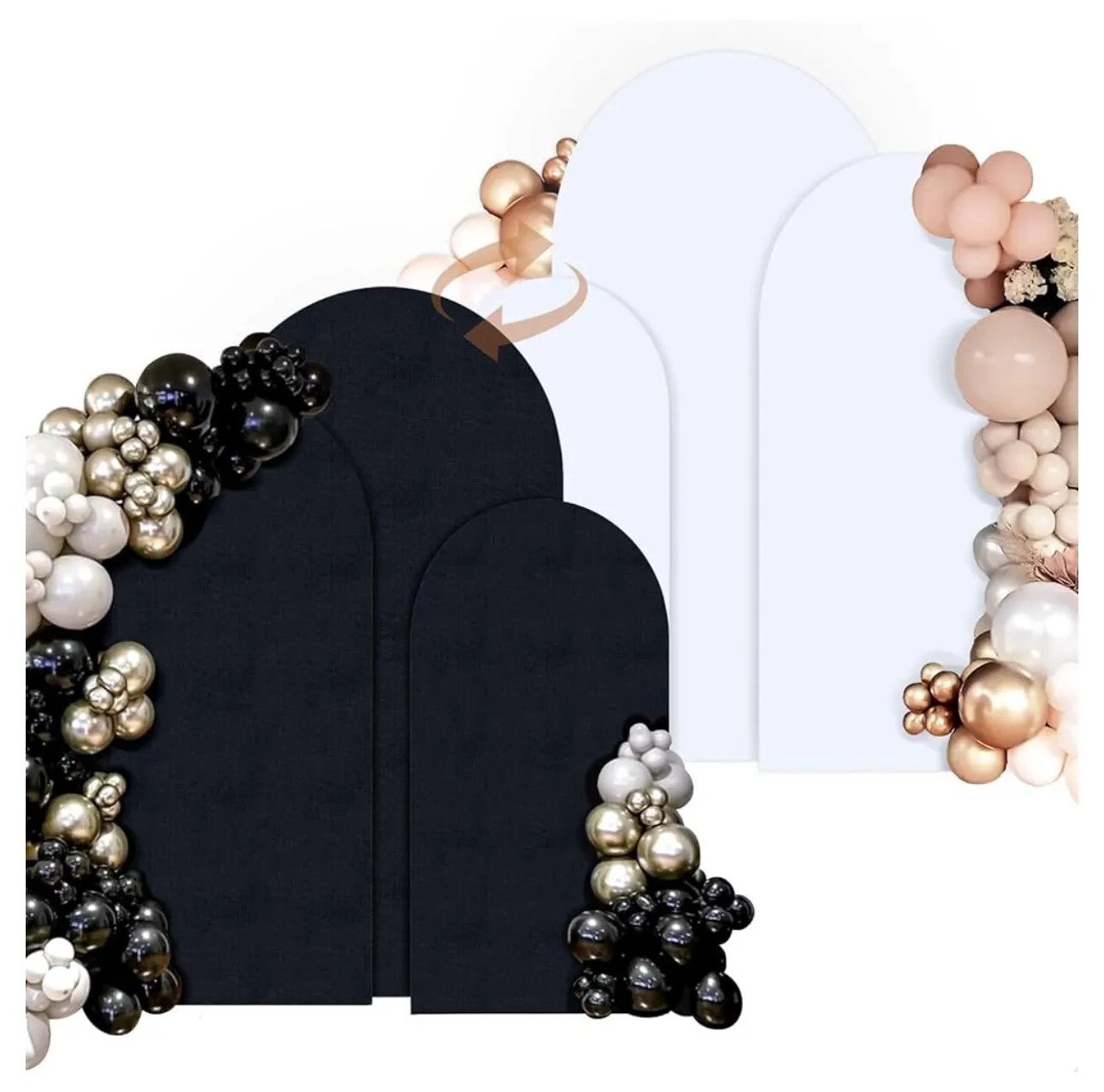 Set of 3 Reversible Fabric Black/White Arch Covers