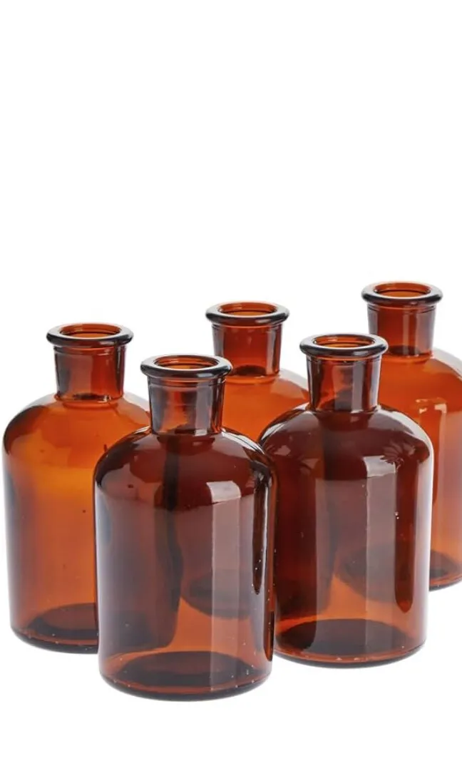 Amber Bud Vases - 2.5 x 4.8 in