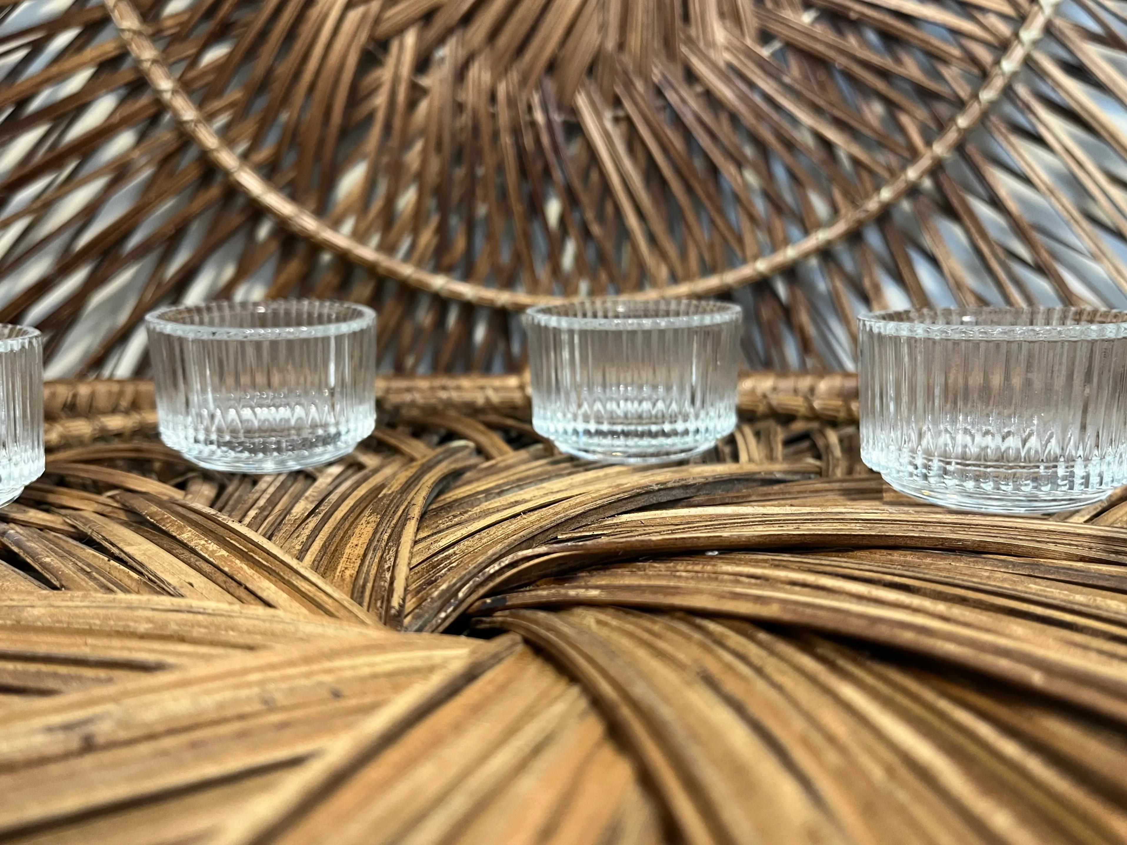 Ribbed Glass Votive Candle Holders