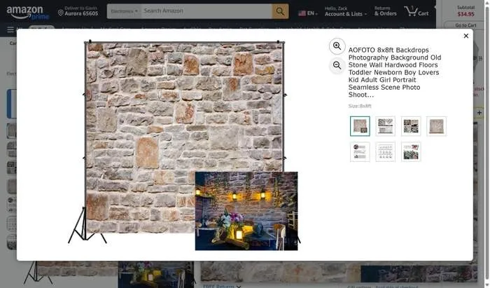 Backdrop — Stone Wall & Hardwood Floor (8x8ft)