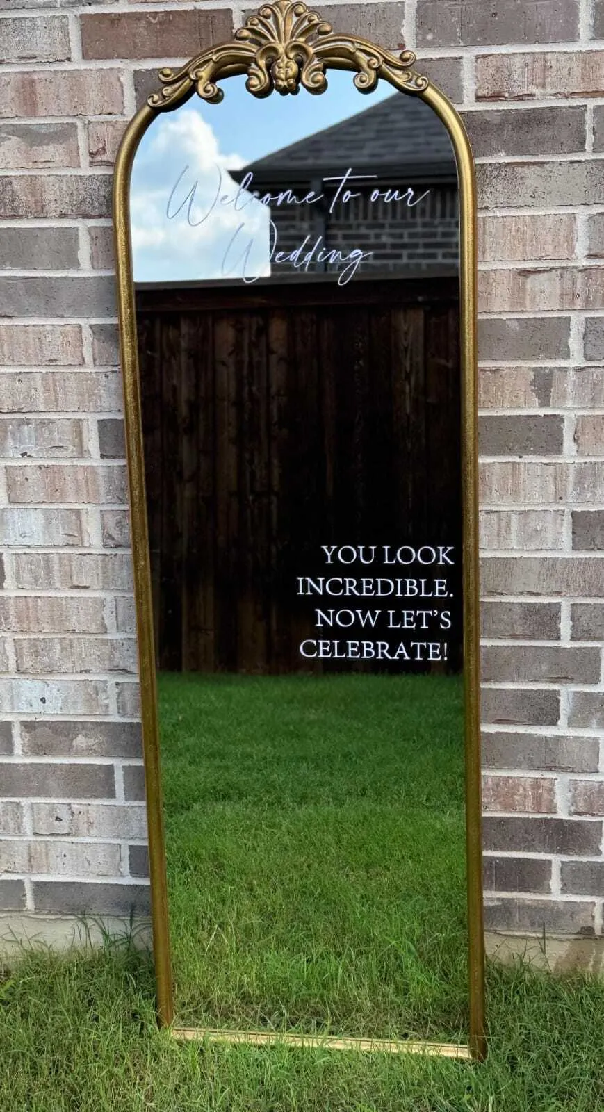 Gold Welcome Mirror Sign for Weddings & Events