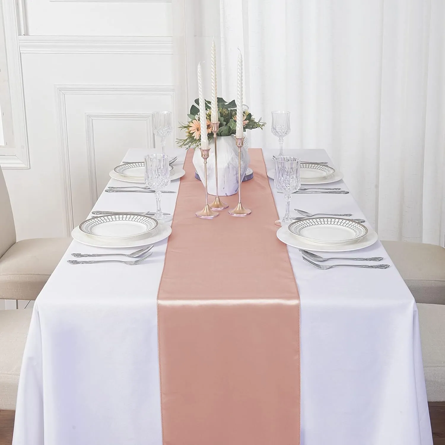 Satin Table Runners - Blush Pink  (12 x 108 Inches)
