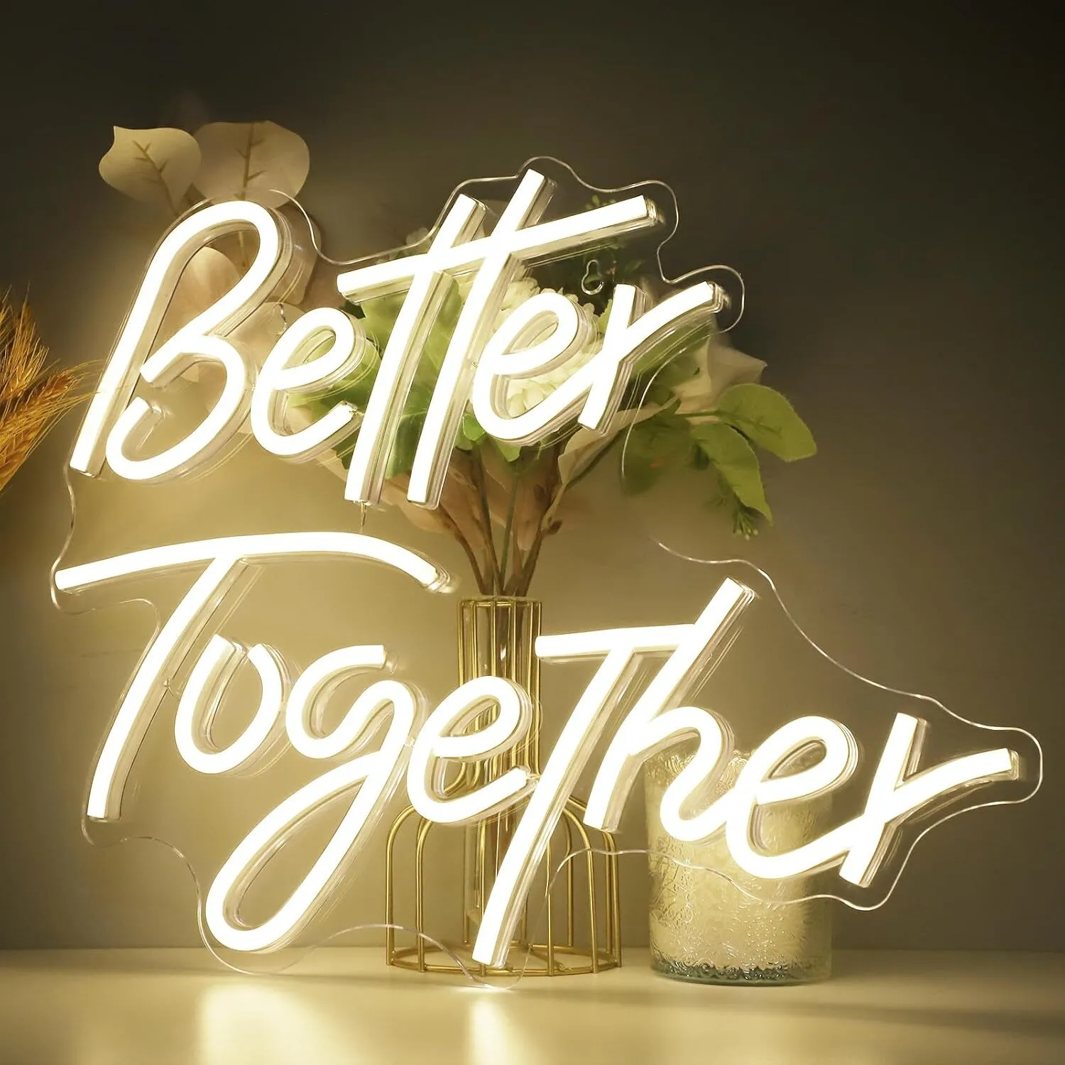 LED Neon Sign “Better Together” (11.8'' H x 15.75'' W) - Warm White