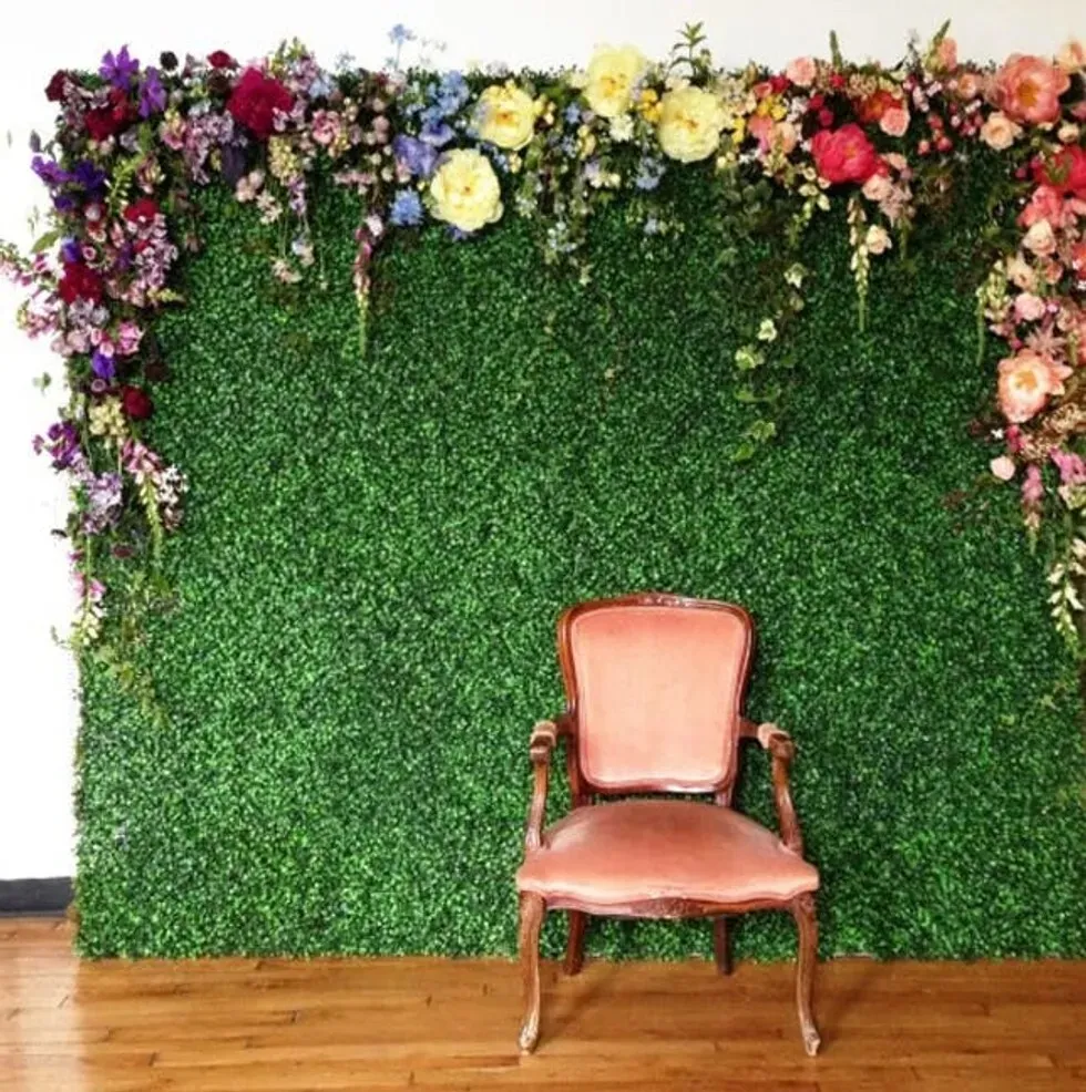 Green Boxwood Backdrop Rental