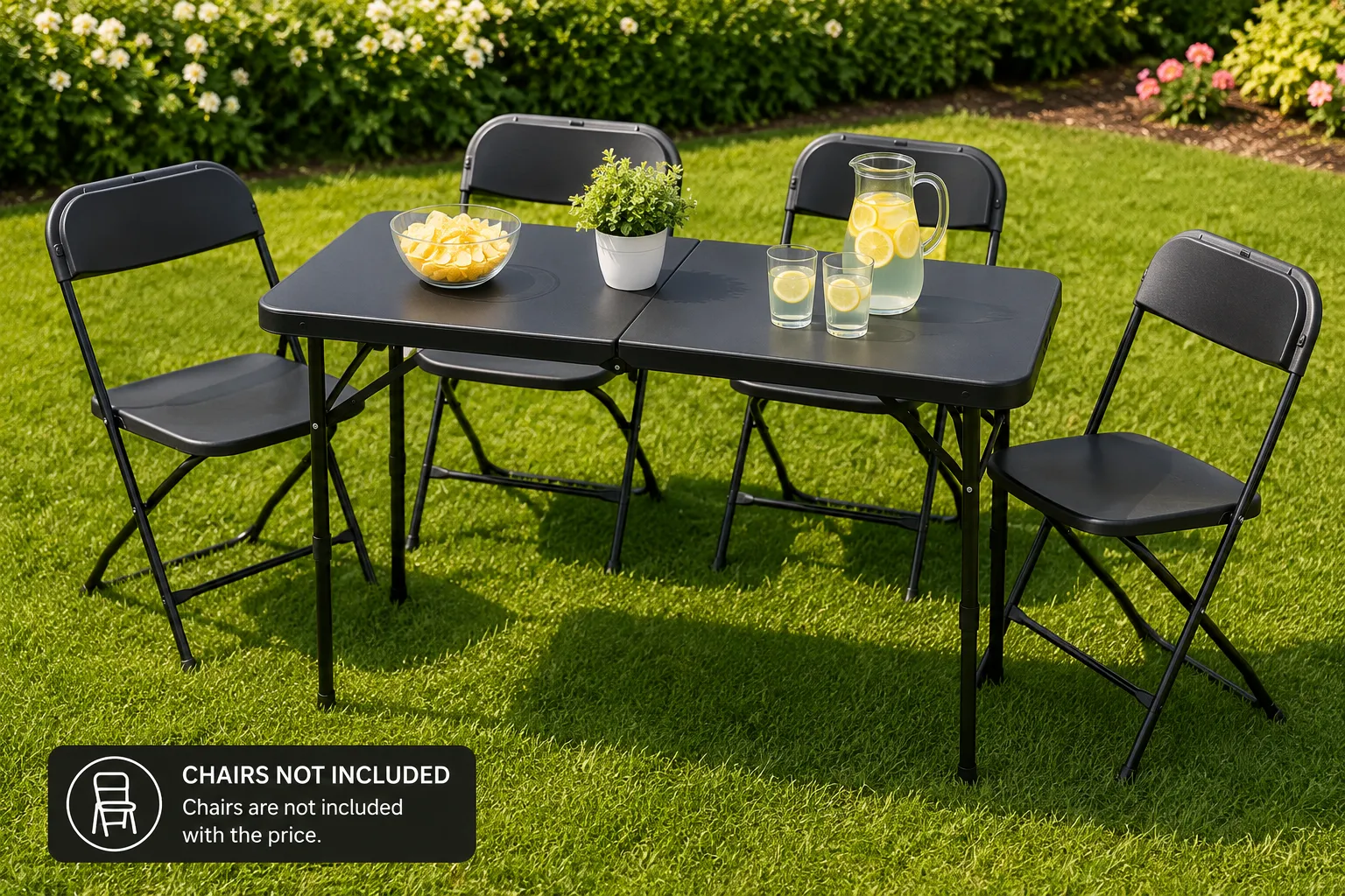 20” x 40” Adjustable Folding Table (Black)