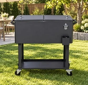 Dark gray cooler on wheels