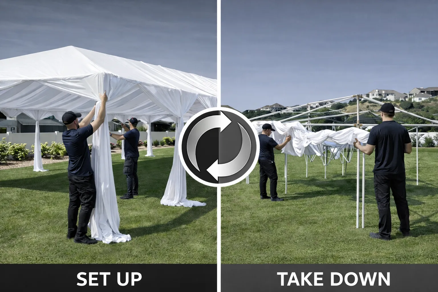 Drape Tent Set Up/Take Down on grass