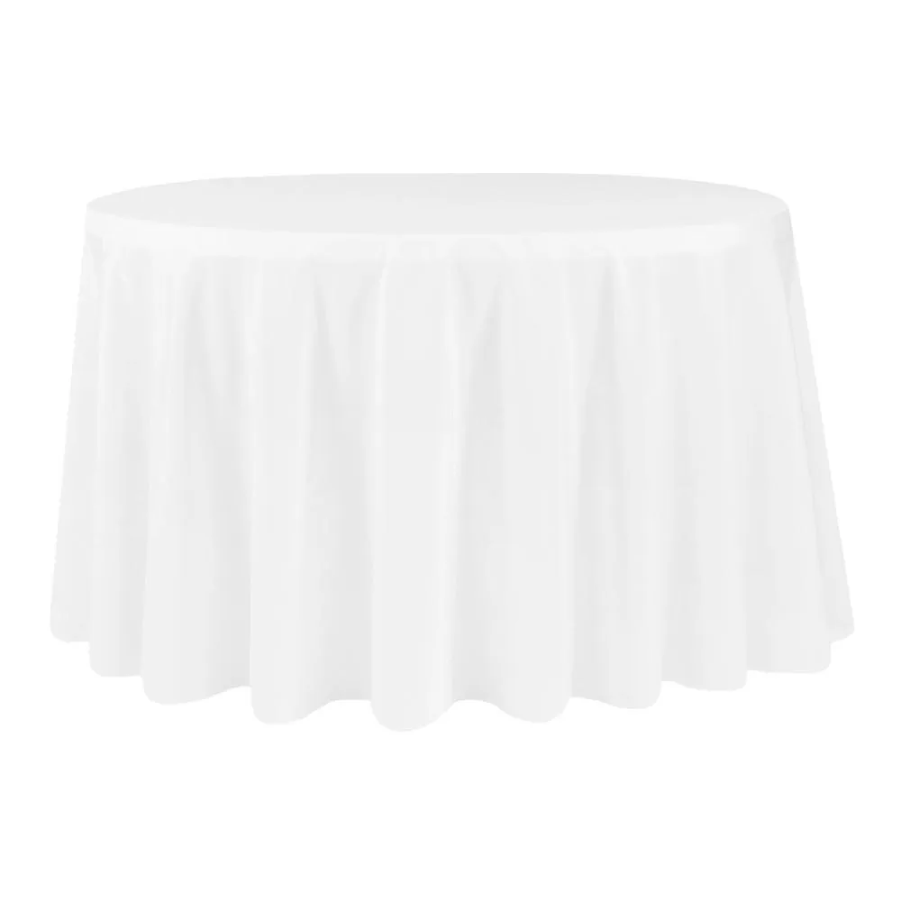 White 132'' Round Linens