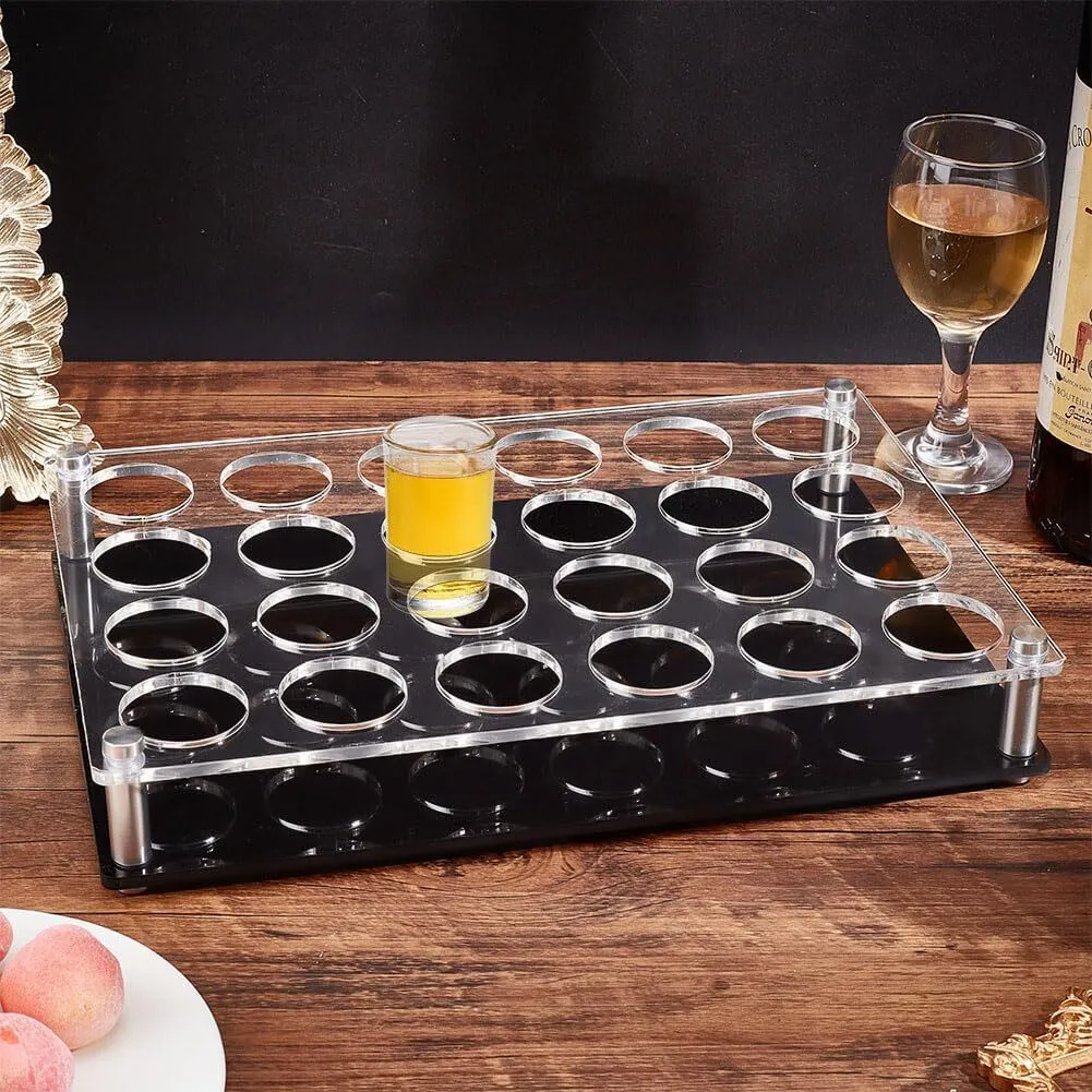 24 Shot Glass Tray Holder, Bar Acrylic
