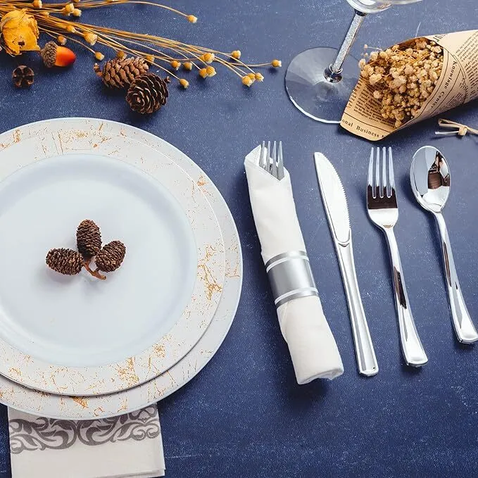 50 Pack Pre Rolled Plastic Cutlery Set