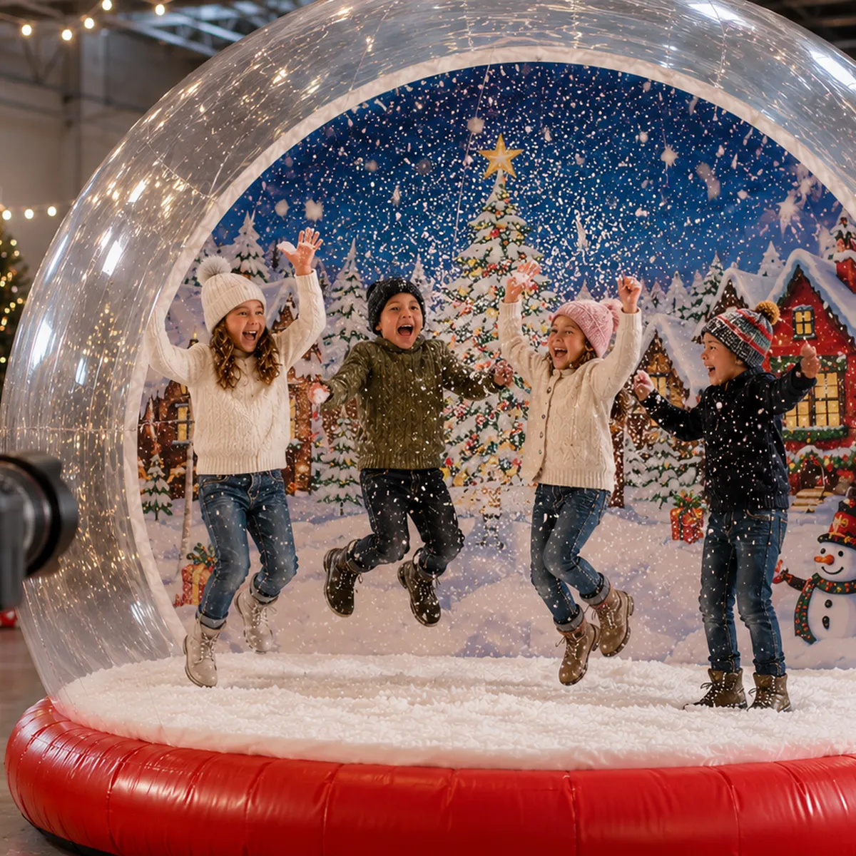 Human Size Inflatable Snow Globe with Bounce Pad