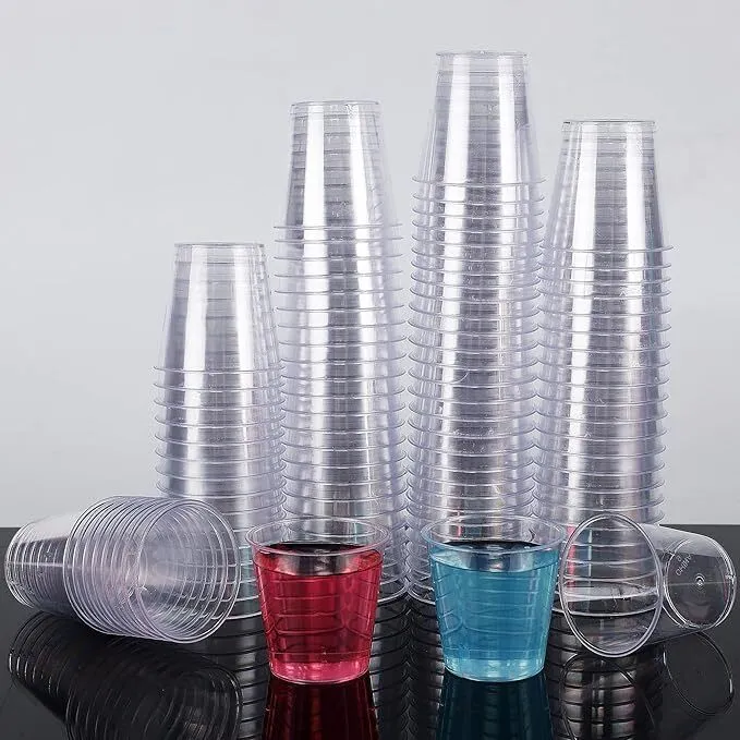 100 Shot Glasses, 1oz Clear Plastic Disposable Hard Cups