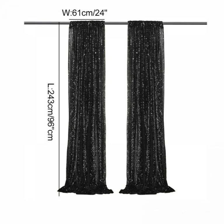 2x8ft Black Sequin Curtain Panel