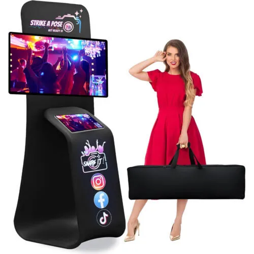 Kiosk TV Floor Stand with Tablet Sharing Station