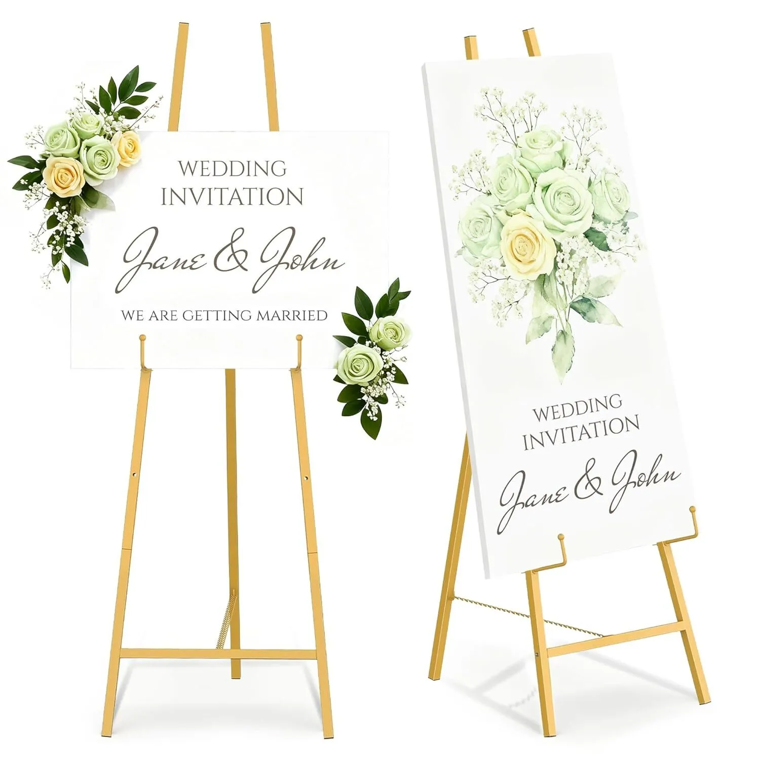 Easel Stand for Sign with Adjustable Height, Gold